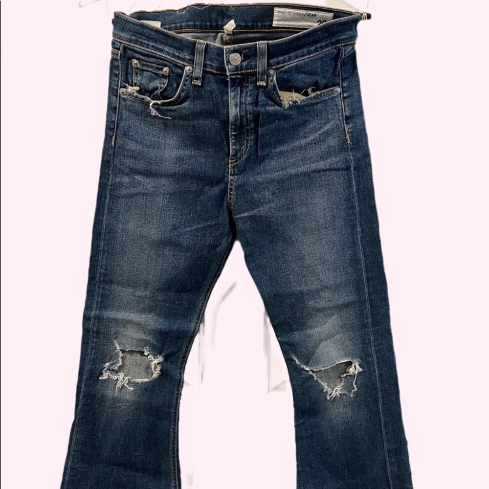 Rag & Bone Distressed Flared Crop Jeans